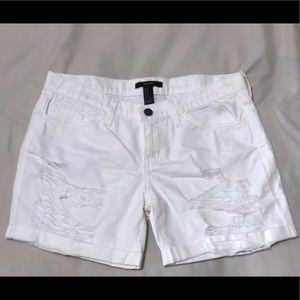 White Distressed Denim Shorts